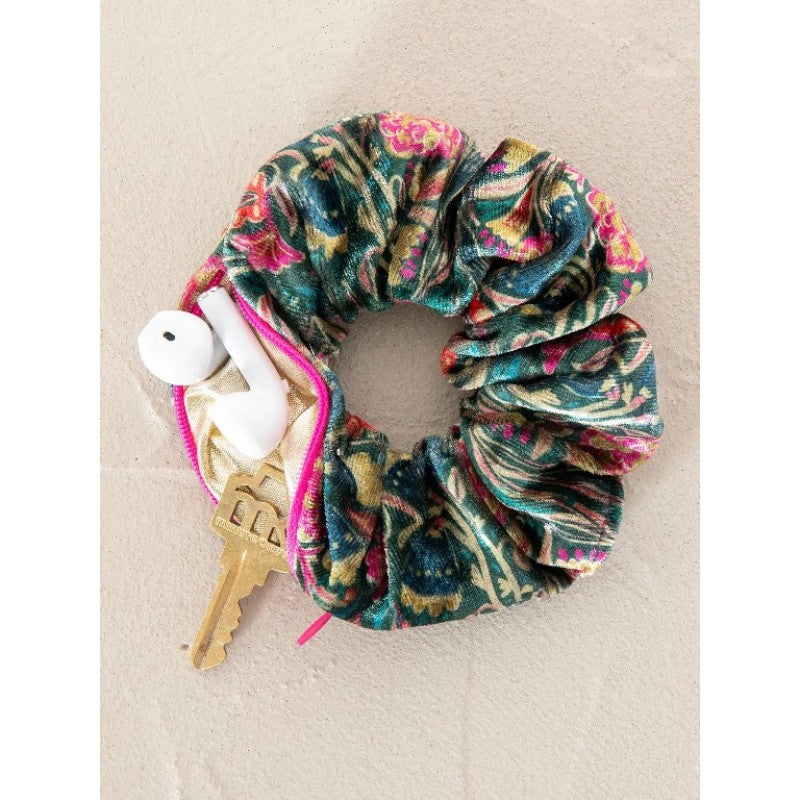 Hideaway Scrunchie -Green & pink Floral