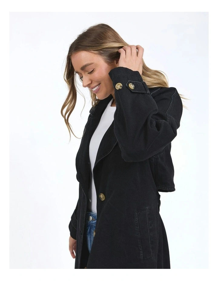 Foxwood | Deuce Trench Coat in Black