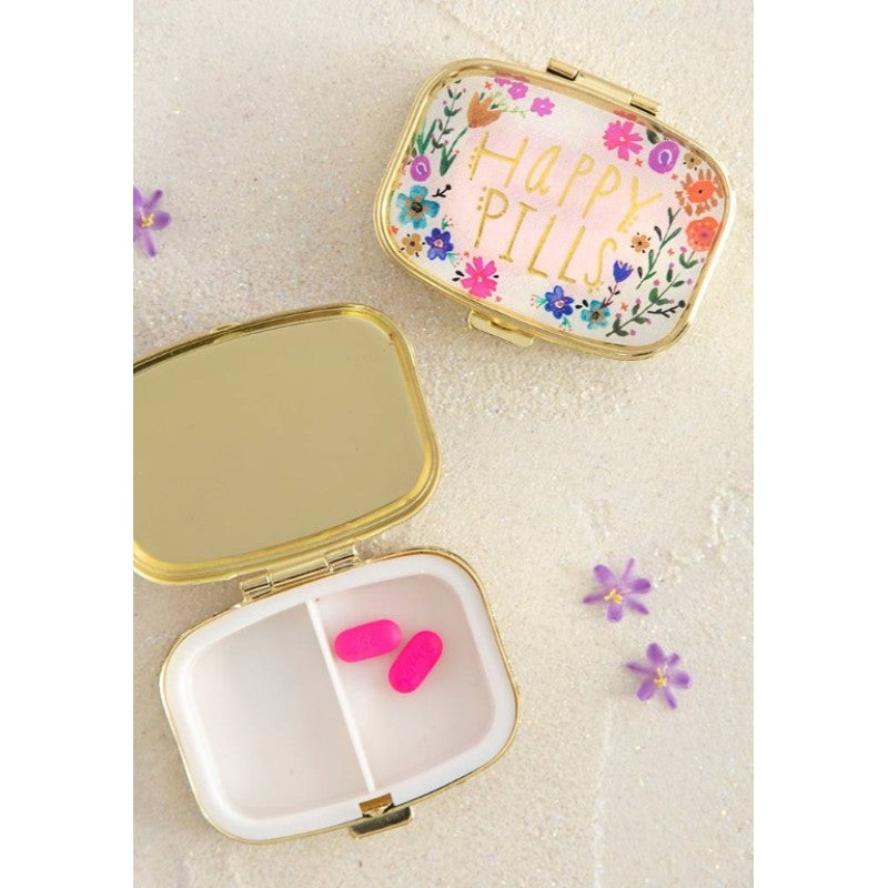 Pill Box Happy Pills Pink Floral