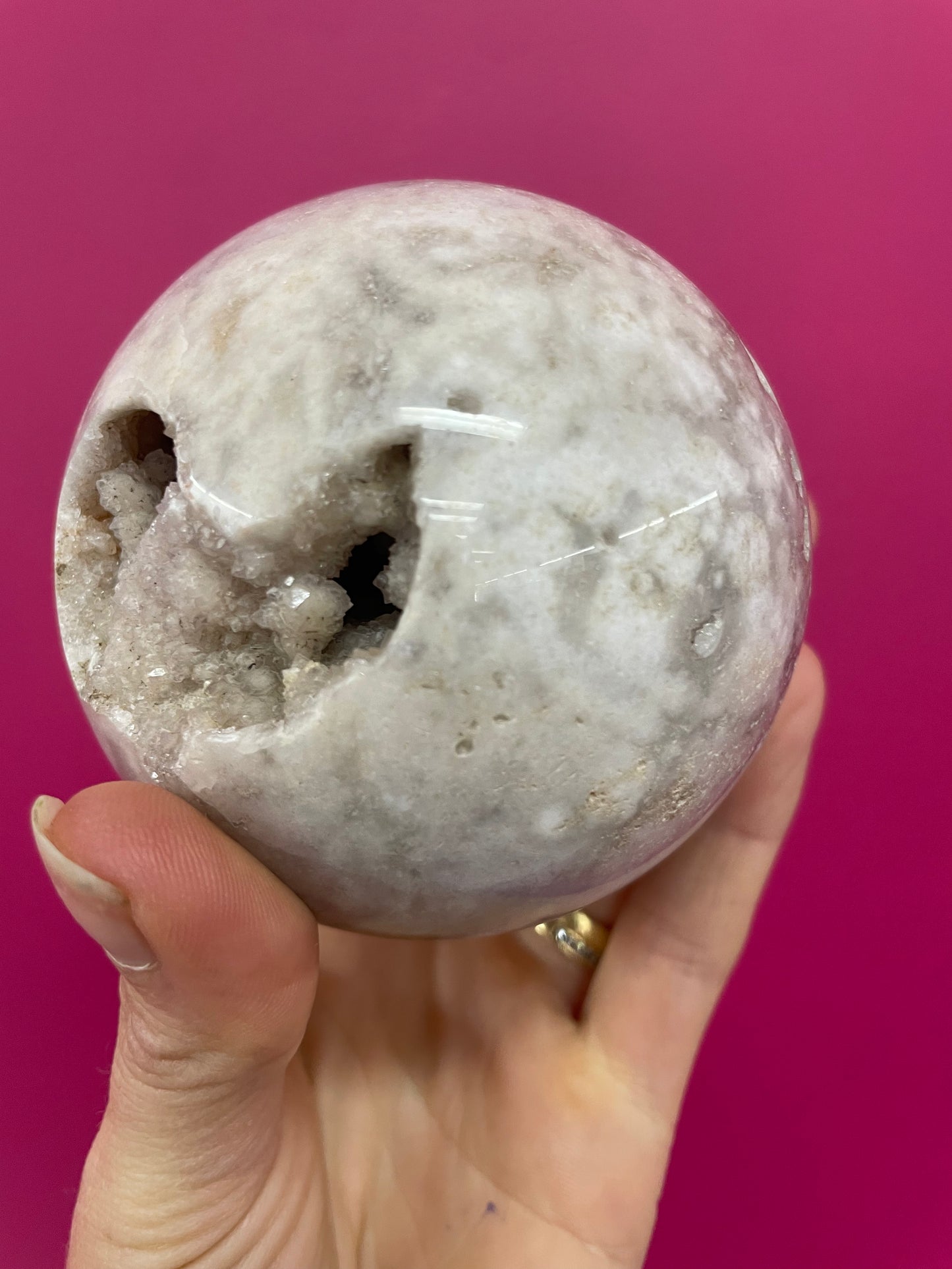 Pink amethyst geode sphere