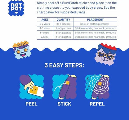 Natpat Buzz Patch Mosquito Patch Stickers For Kids - Plant Based