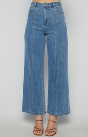 Front Leg Seam Detail Denim Jeans- Misha