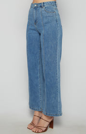 Front Leg Seam Detail Denim Jeans- Misha