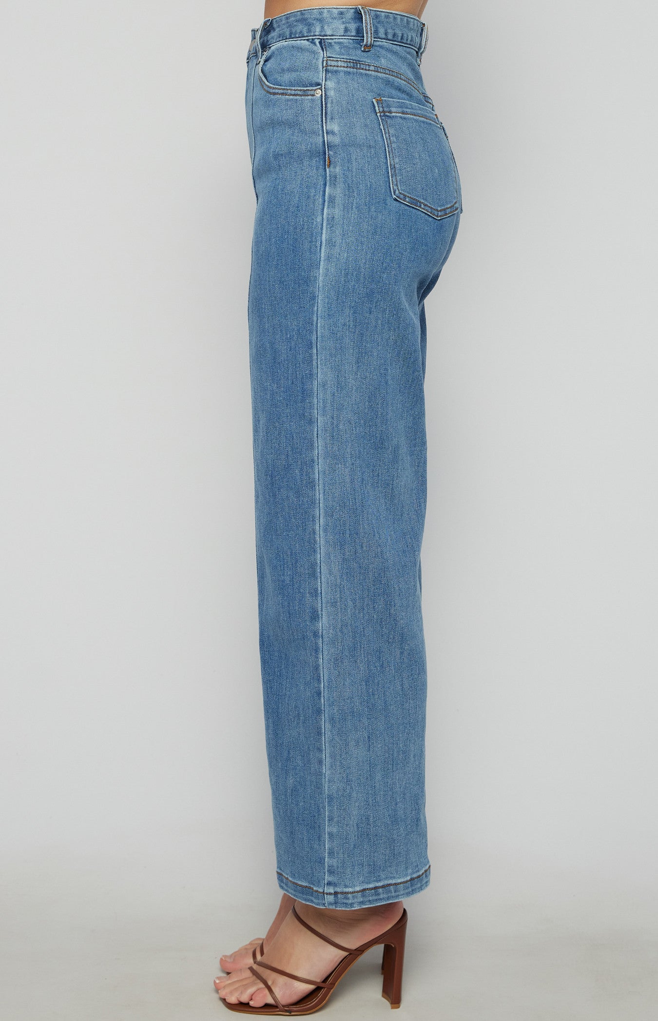 Front Leg Seam Detail Denim Jeans- Misha
