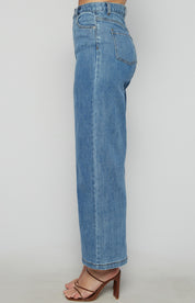 Front Leg Seam Detail Denim Jeans- Misha