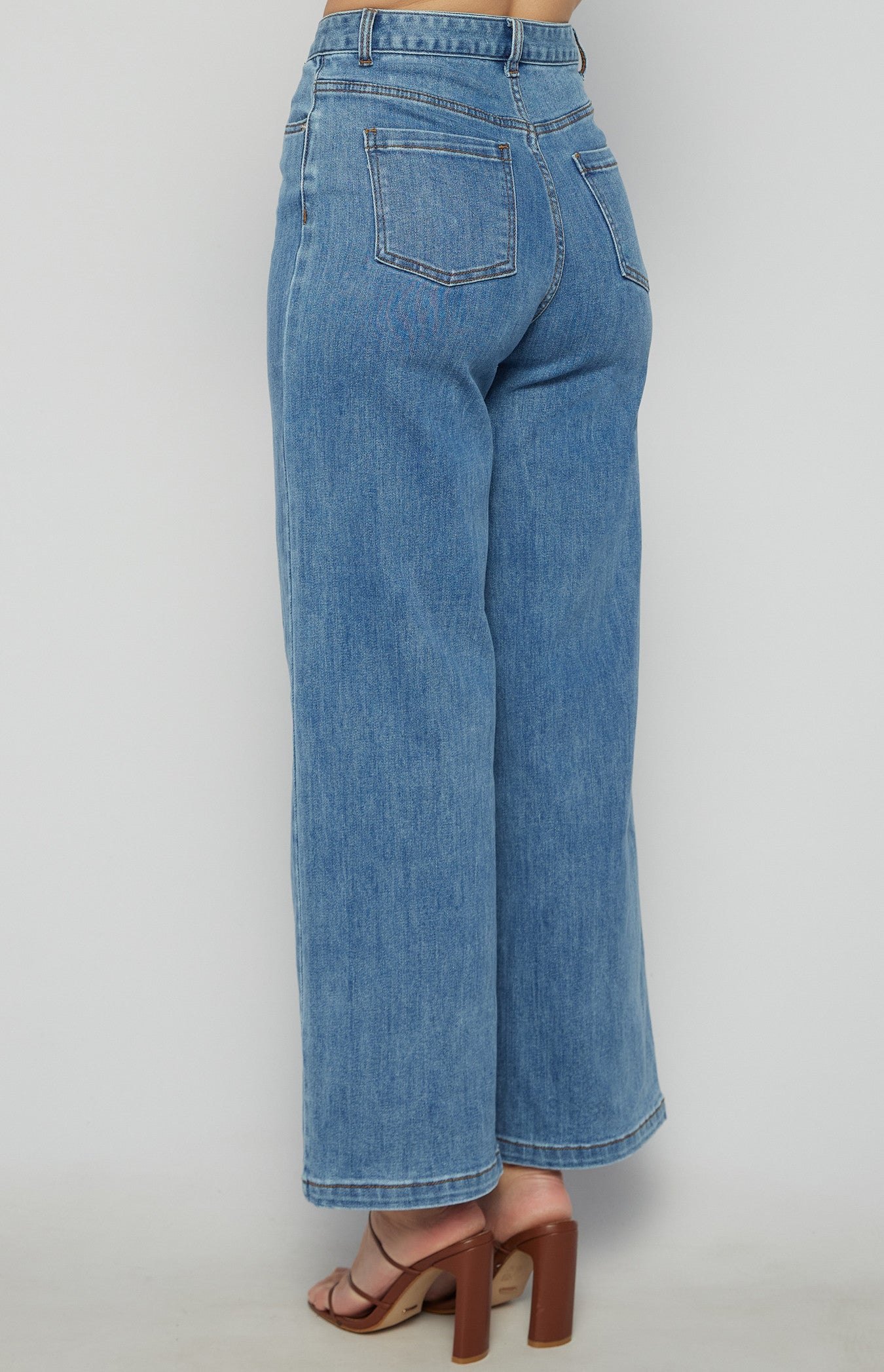Front Leg Seam Detail Denim Jeans- Misha
