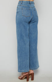 Front Leg Seam Detail Denim Jeans- Misha