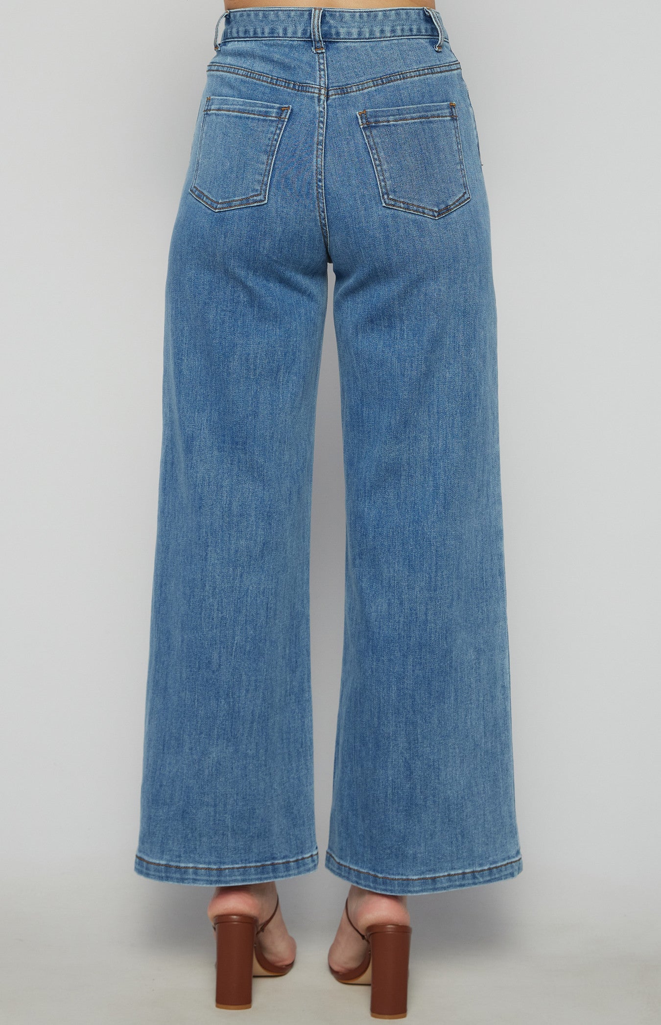 Front Leg Seam Detail Denim Jeans- Misha