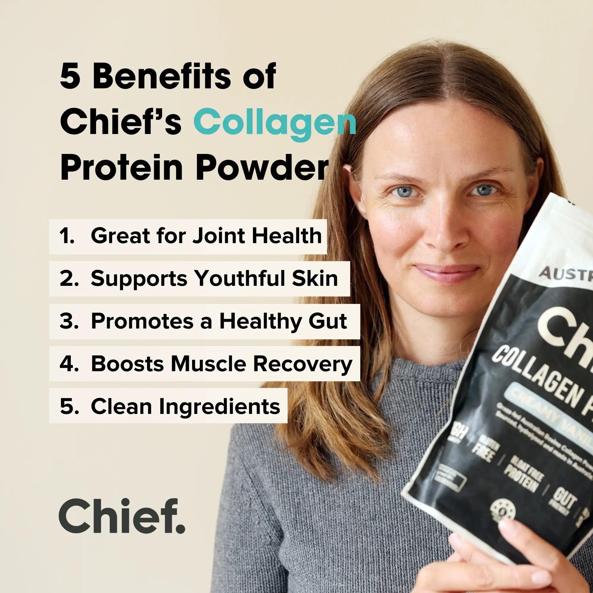 Grass-fed Collagen Protein Powder - Creamy Vanilla 30 serves