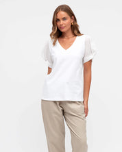 TWIST SHORT SLEEVE TOP- white