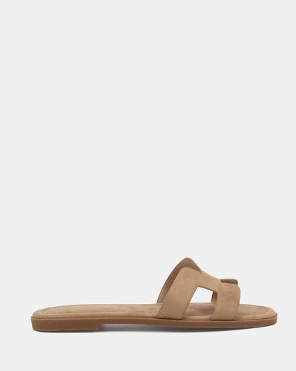 Novo Shoes| SACHIE BISCOFF SUEDE FLAT SANDALS