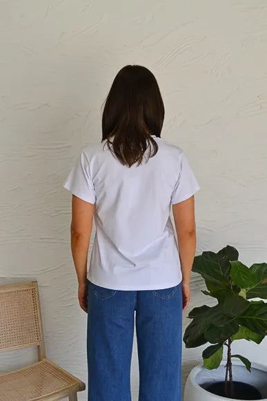 Heart print tee white