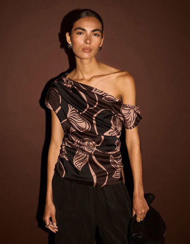 Staple The Label | ulla asym top- Abstract leaf