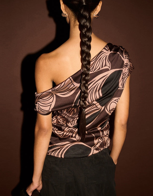 Staple The Label | ulla asym top- Abstract leaf