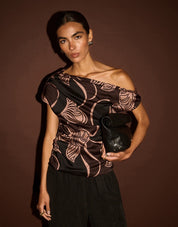 Staple The Label | ulla asym top- Abstract leaf