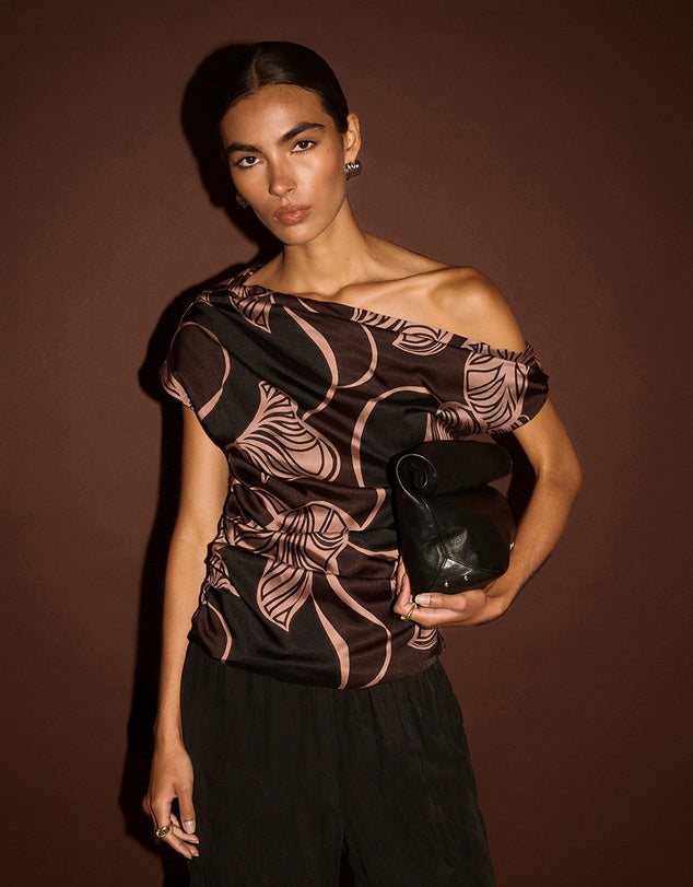 Staple The Label | ulla asym top- Abstract leaf