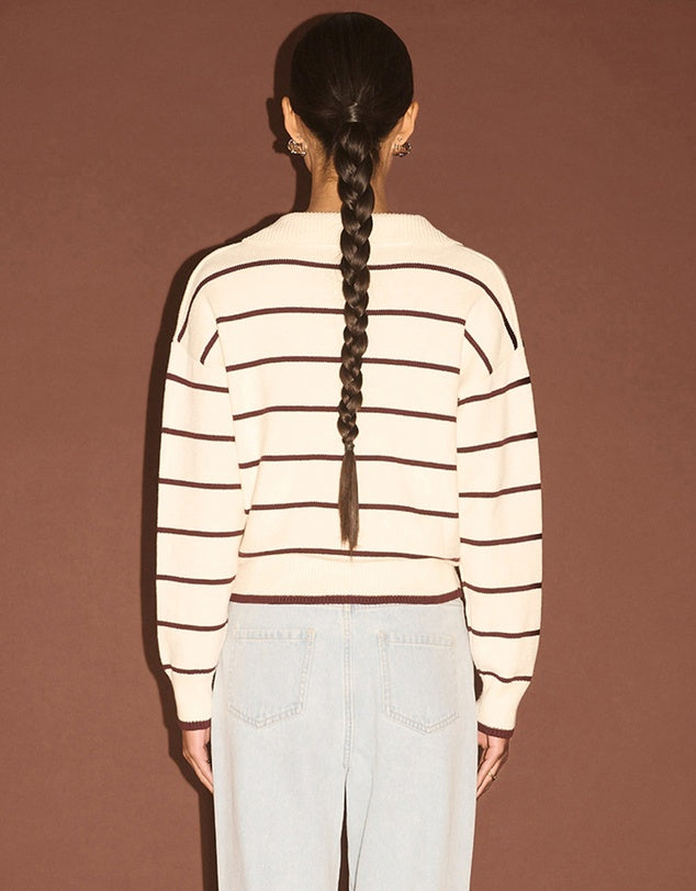 Staple The Label | Elara Polo Jumper- Cream/ chocolate