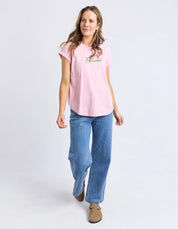 Signature Contrast Tee Pnk With Emerald Grn