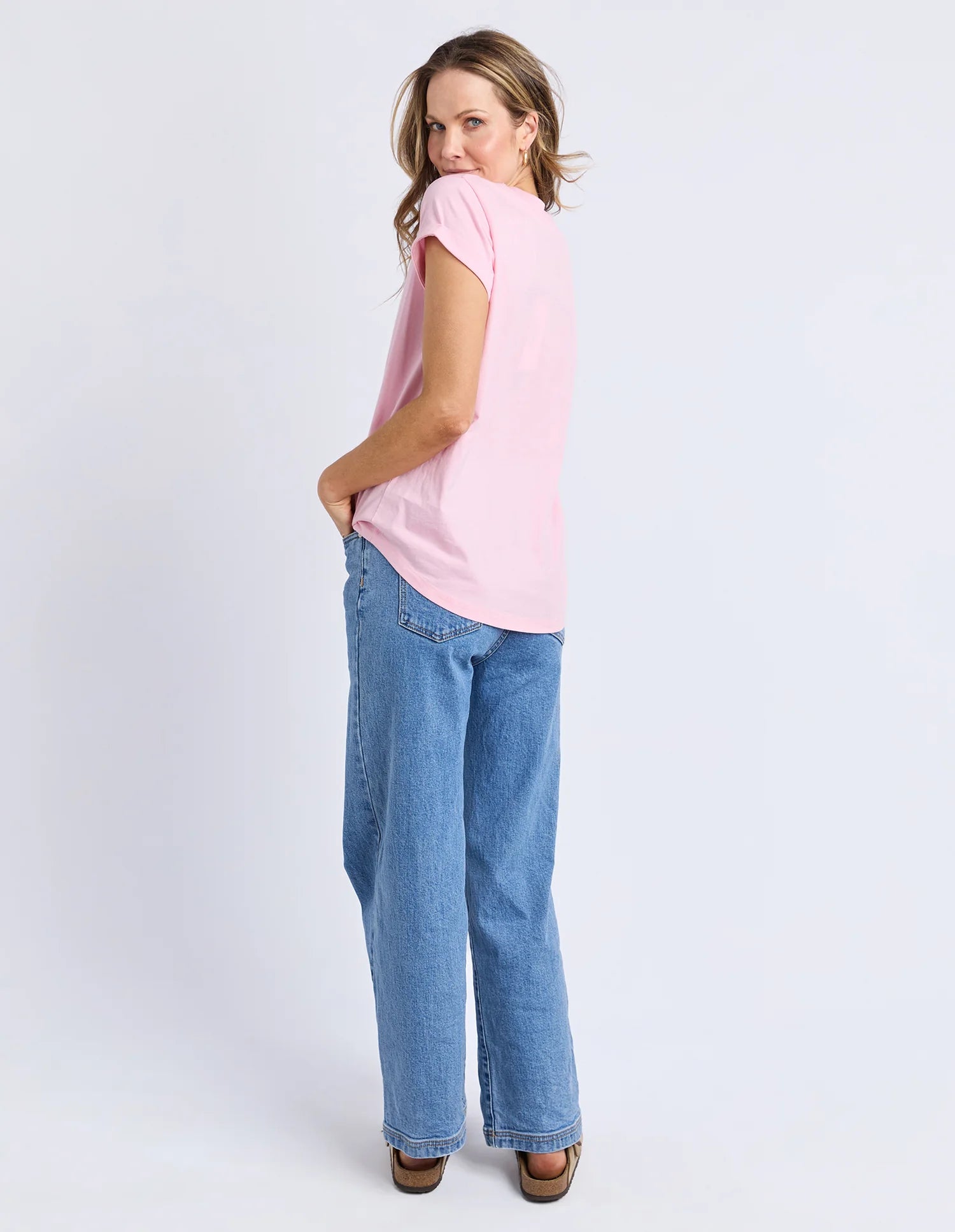 Signature Contrast Tee Pnk With Emerald Grn