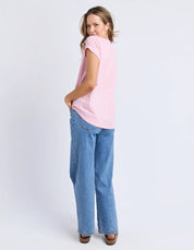 Signature Contrast Tee Pnk With Emerald Grn