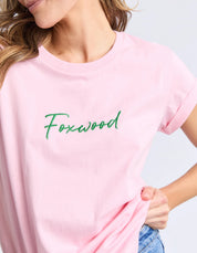 Signature Contrast Tee Pnk With Emerald Grn