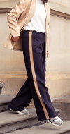 NOAH WIDE PANT - NAVY CAMEL STRIPE