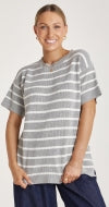 JASPER KNITTED TEE - GREY WHITE STRIPE