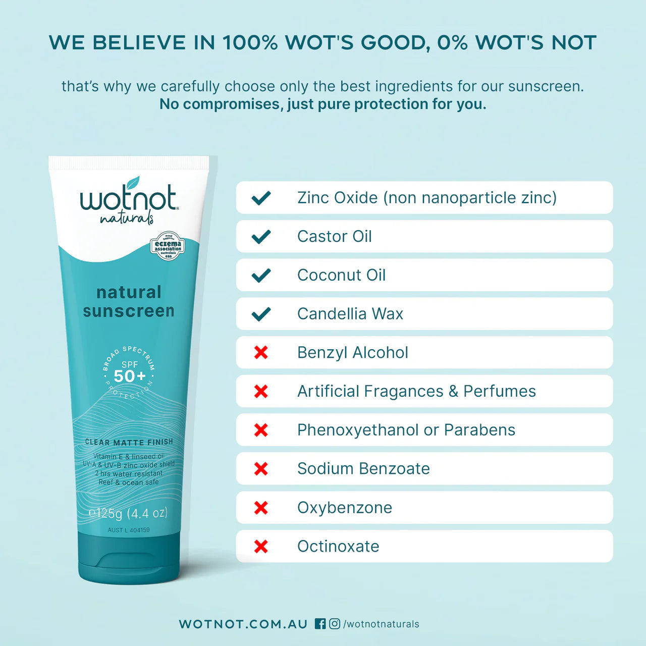 WOTNOT NATURALS AUSTRALIA|

50 SPF ZINC SUNSCREEN