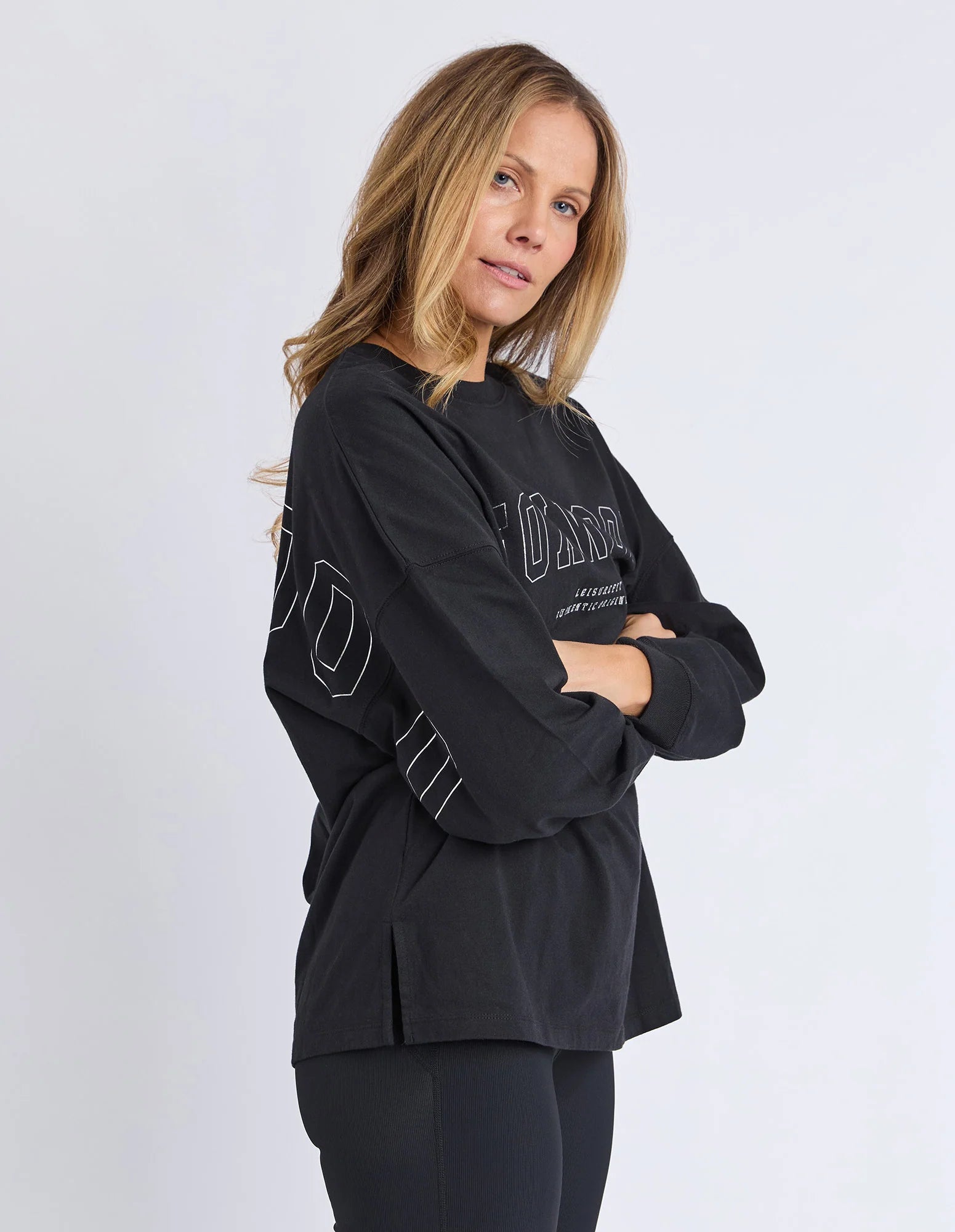 Foxwood | Metallic Interval Long Sleeve Tee Silver