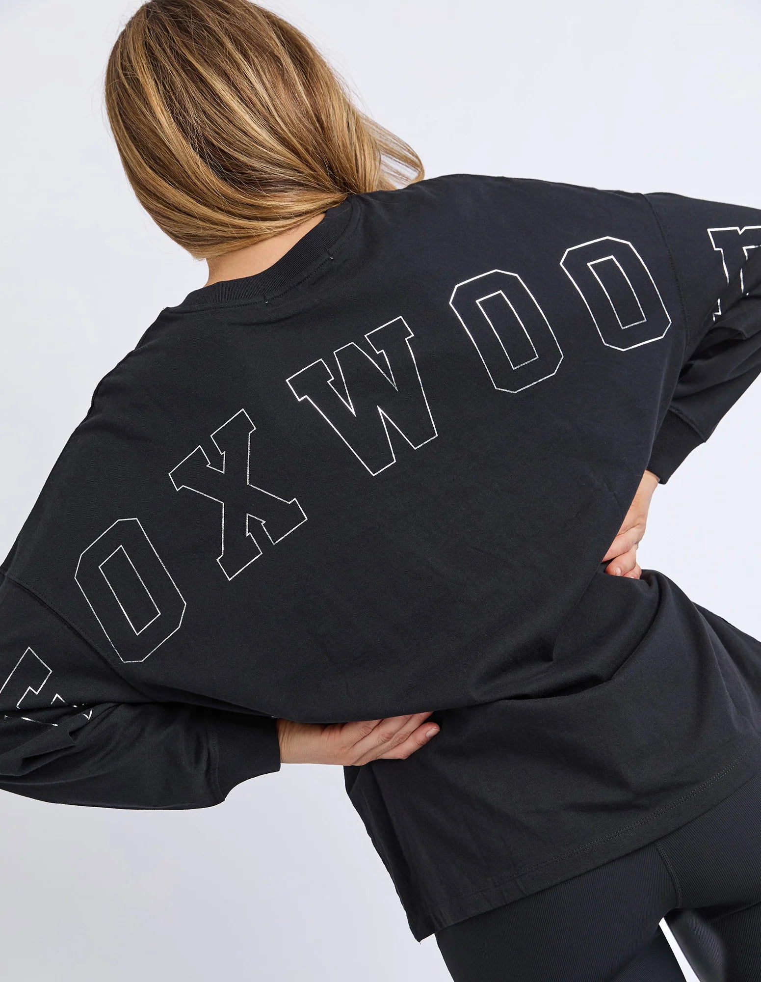 Foxwood | Metallic Interval Long Sleeve Tee Silver