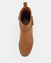 DESIRAE CARAMEL SUEDE HEELED BOOTS