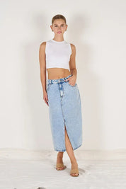 LUCIA MIDI SKIRT - LIGHT BLUE