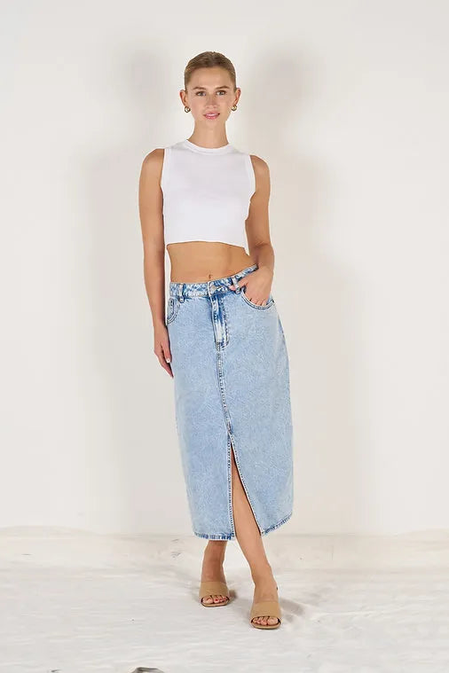 LUCIA MIDI SKIRT - LIGHT BLUE