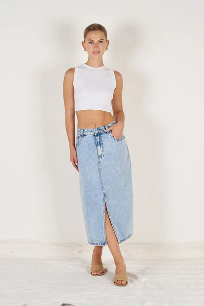 LUCIA MIDI SKIRT - LIGHT BLUE