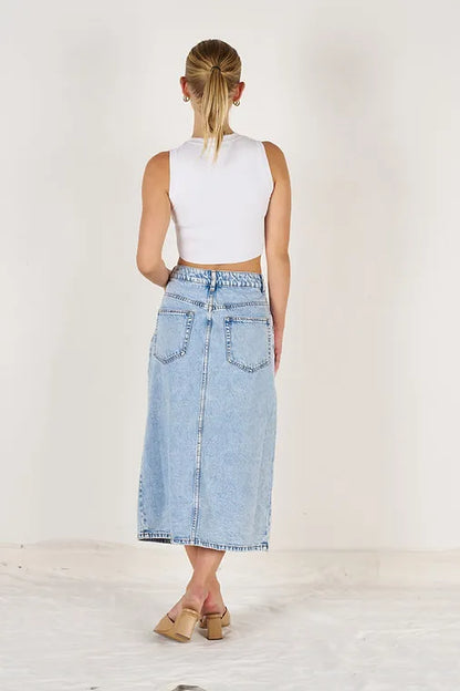 LUCIA MIDI SKIRT - LIGHT BLUE