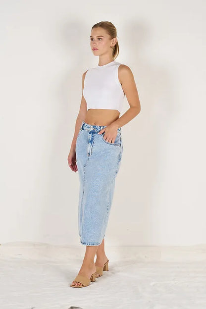 LUCIA MIDI SKIRT - LIGHT BLUE