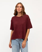 RELAXED KNIT TOP burgundy