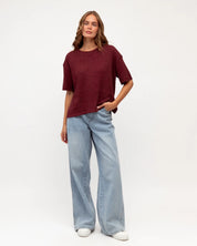 RELAXED KNIT TOP burgundy
