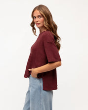 RELAXED KNIT TOP burgundy