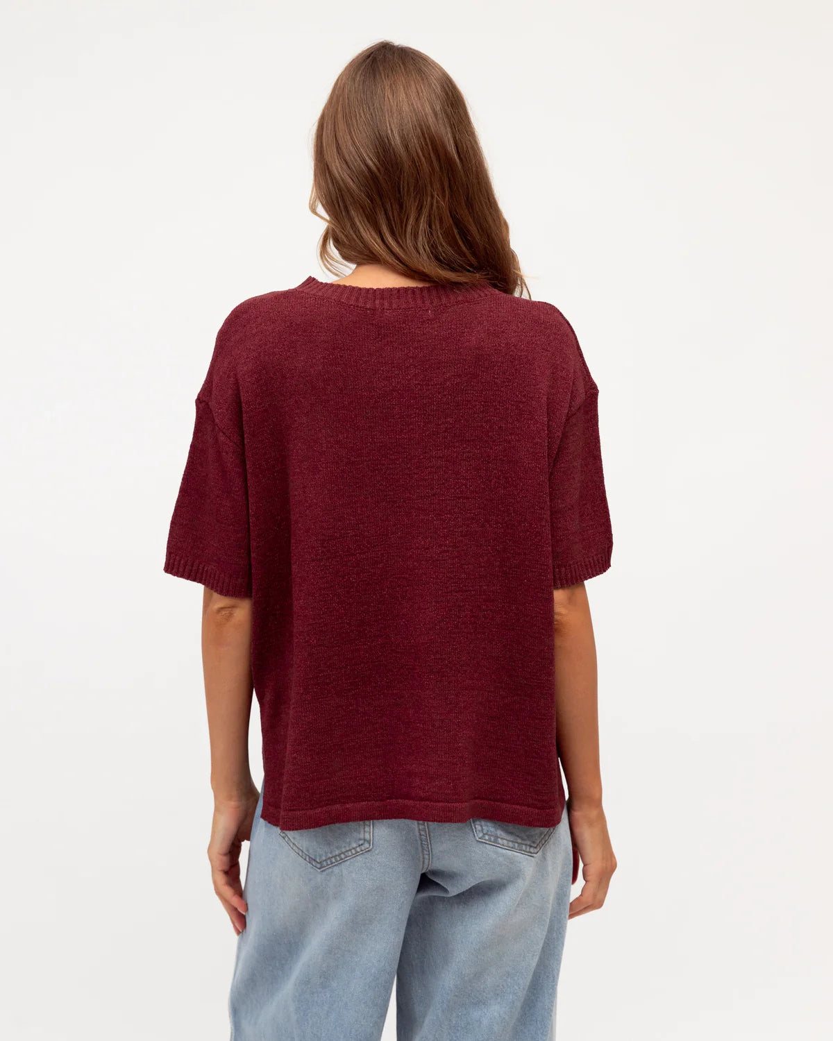 RELAXED KNIT TOP burgundy