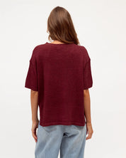 RELAXED KNIT TOP burgundy