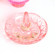 Glass Ring Holder - Luxe Round- pink