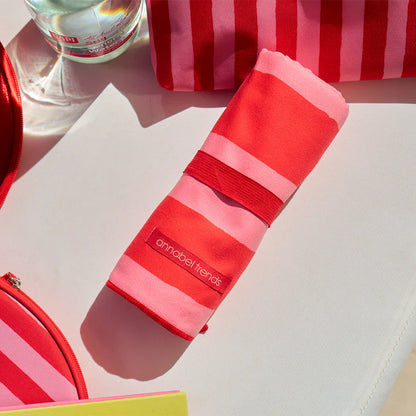 Sand Free Towel - Red Stripe 160cm x 80cm