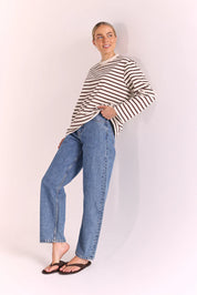 Feather & Noise | Carter Long Sleeve Tee - Chocolate Cream Stripe