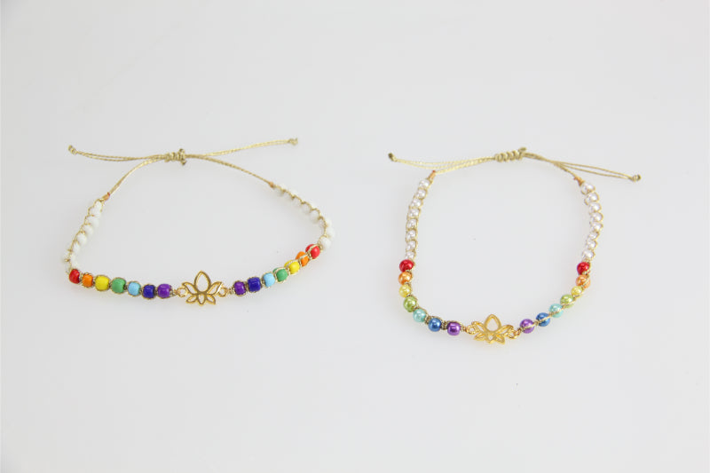 Chakra Lotus Charm Bracelet