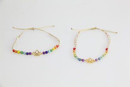 Chakra Lotus Charm Bracelet