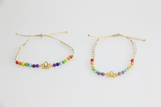 Chakra Lotus Charm Bracelet