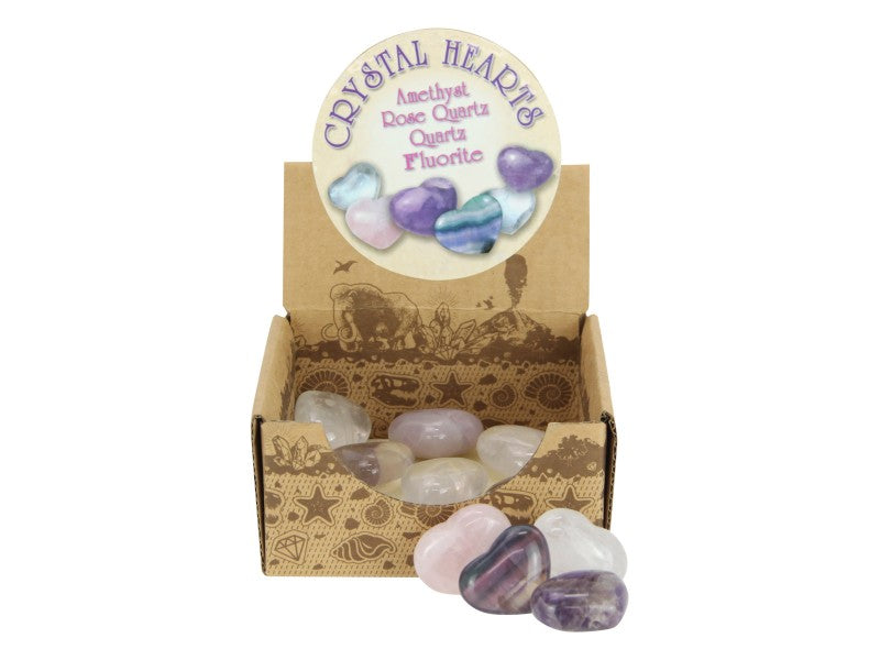 Heart crystals- Amethyst, Rose Quartz, Quartz & Fluorite