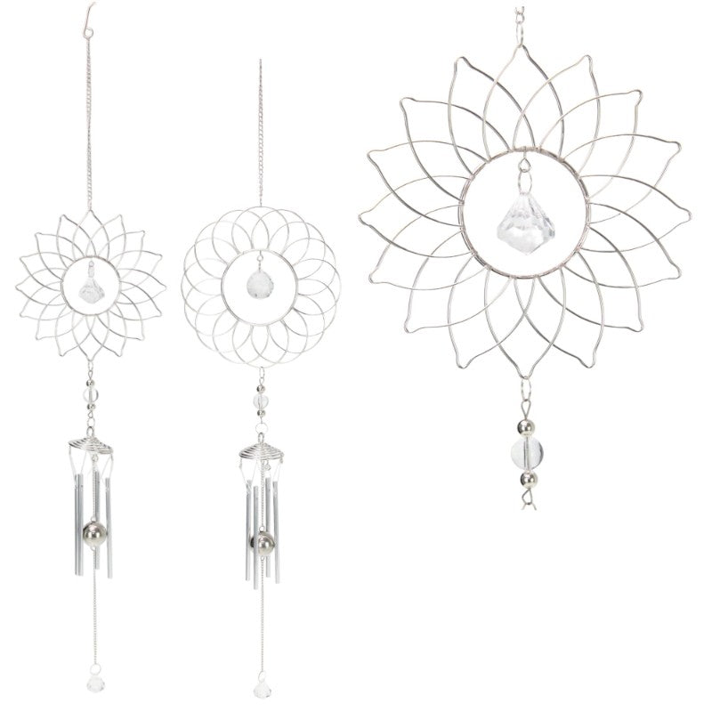 85cm Silver Round Flower Wind Chime