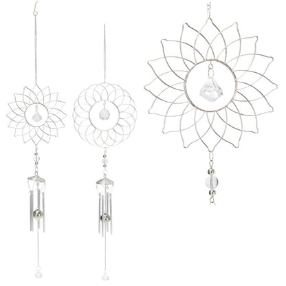 85cm Silver Round Flower Wind Chime